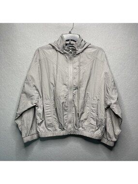 Sorella Gray Hooded Lightweight Nylon Jacket M  Full Zip Hood Casual Style
